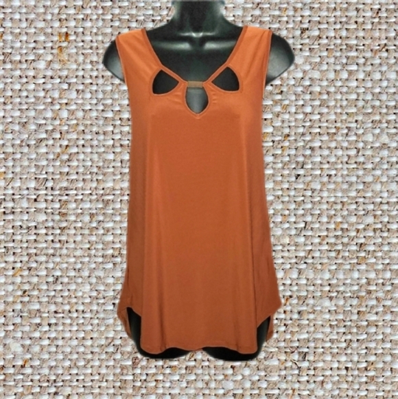 As U Wish Tops - (3/$25) AUW Sleeveless Orange Blouse